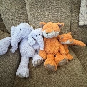 Adorable Plush Elephant Duo and Fox Duo